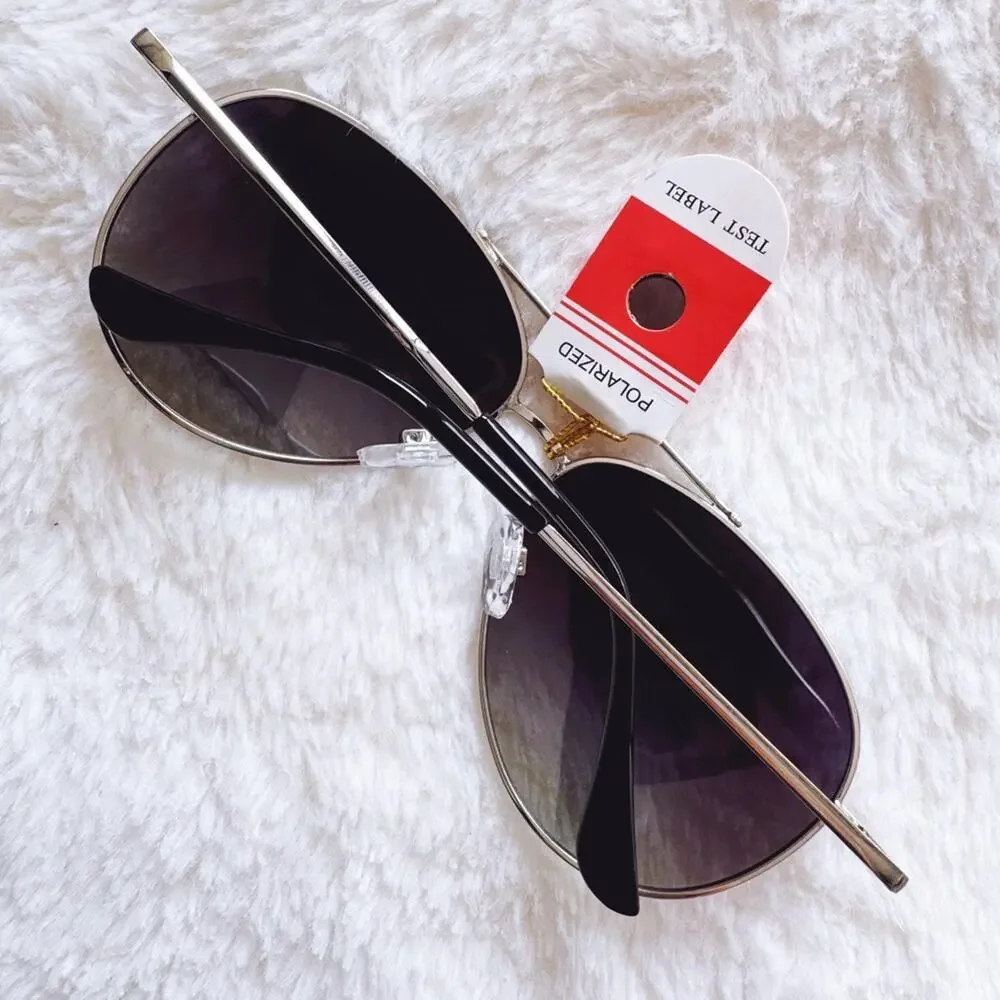 Felix Black W/Silver Rim Polarized Aviator Sunglasses